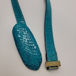Vintage Size M Belt Exotic Genuine Python Snake Skin Turquoise Neo Pat Pend Oval
